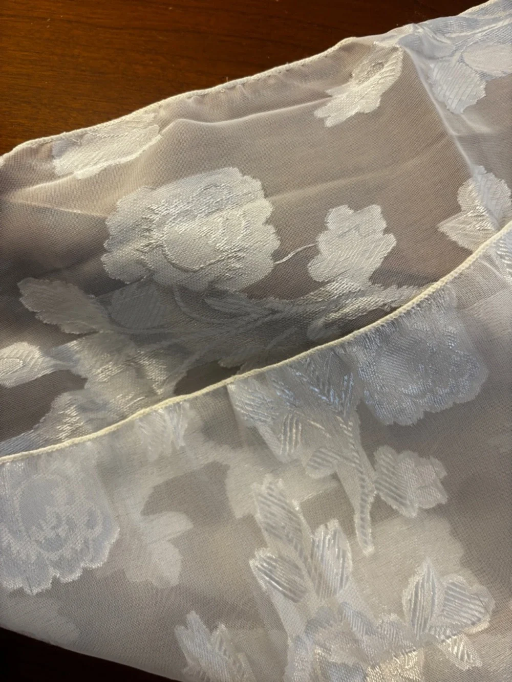 Cejon White Sheer Floral Embroidered Scarf Shawl Wrap